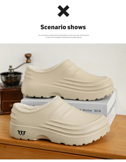 Waterproof Cotton Chef Shoes For Men Anti-Slip Work Footwear Warm Comfortable Kitchen Specialized Shoes With EVA Outsole