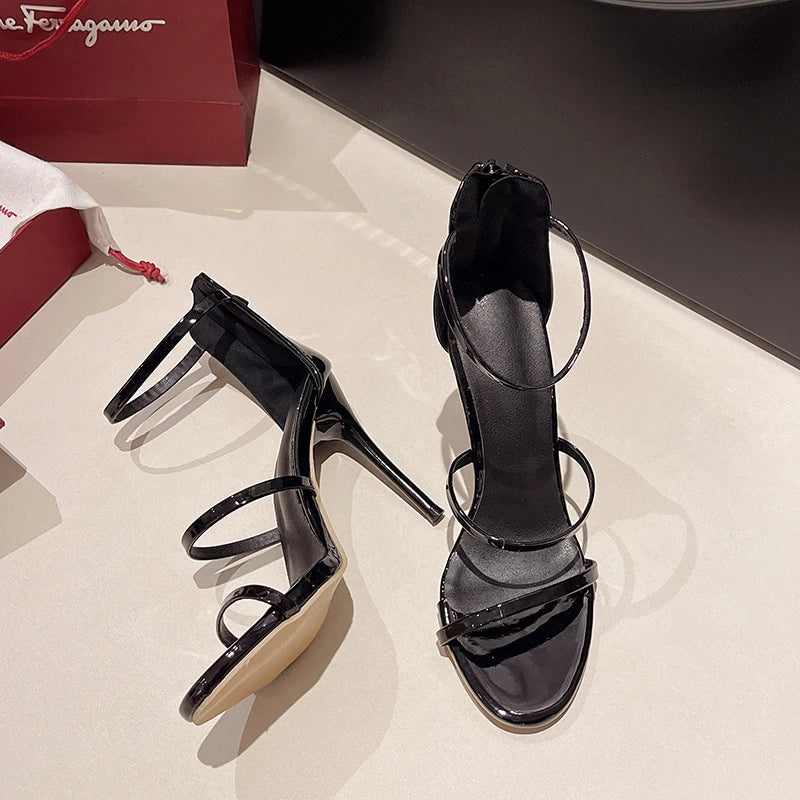 2026 Women's Summer New Sexy Stiletto Heels Sandals Fashion High-quality Banquet Zipper Strap Combination High Heels