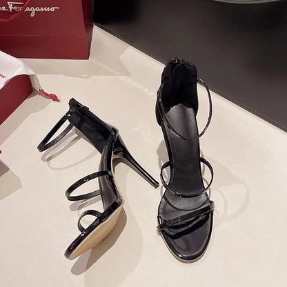2026 Women's Summer New Sexy Stiletto Heels Sandals Fashion High-quality Banquet Zipper Strap Combination High Heels