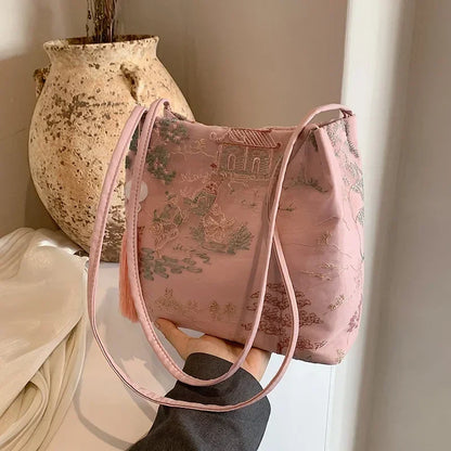 Hot Selling Chinese Style Embroidered Fashionable Women's Shoulder Bag 2026 Summer New Trend Large Capacity Handbag