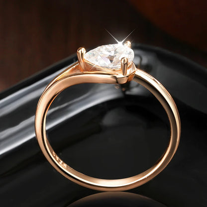 Pear Moissanite Rings for Women 1ct D Color VVS1 Diamond GRA Certified Solid 925 Silver Plated 18k Gold Engagement Ring