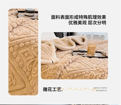 New Carved Velvet Warm Autumn Winter Blanket for Bed Soft Fluffy Sofa Blankets Warmth Cozy Coral Flannel Sofa Cover Blanket Nap