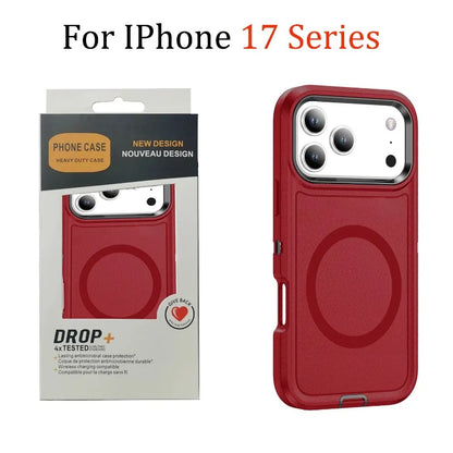 3IN1 Military Grade Heavy Duty Armor Case For IPhone 17 Air 16 15 14 Plus Pro Max Magnetic Charge TPU+PC Anti-fall Protect Cover