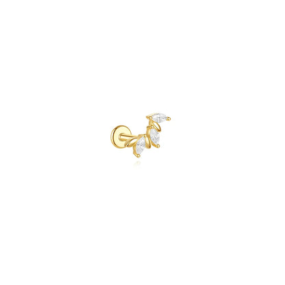 1PC Four Pointed Star Moon Tassel Lotus Cartilage Spiral Puncture 925 Sterling Silver Stud Earring For Women Ins Earring