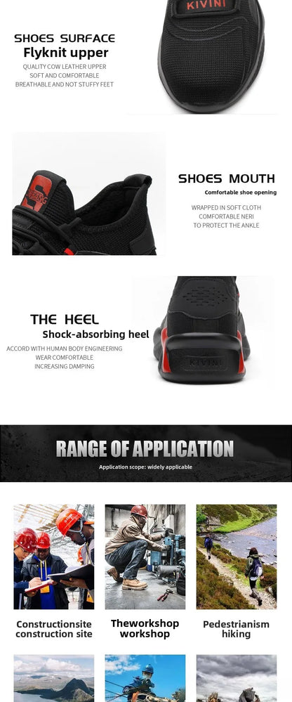 Lightweight All-Day Comfort Safety Shoes - Soft Sole Fashion Casual Work Sneakers for Long Standing-Fatigue Protective Footwear