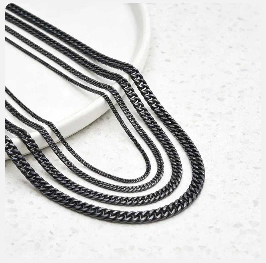 3/5/7/9mm Thick Cuban Chain Necklaces for Men Women,Simple Miami Curb Links Collar,Waterproof Stainless Steel Unisex Chain