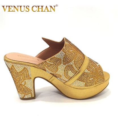 Shoes Open Toe Slingbacks Low (1cm-3cm) Women Pumps for Party Lady Sandals with Heels Italian Shoe with Rhinestone