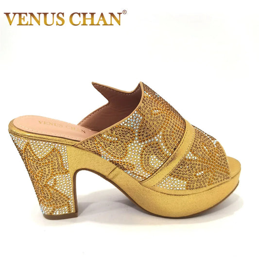 Shoes Open Toe Slingbacks Low (1cm-3cm) Women Pumps for Party Lady Sandals with Heels Italian Shoe with Rhinestone