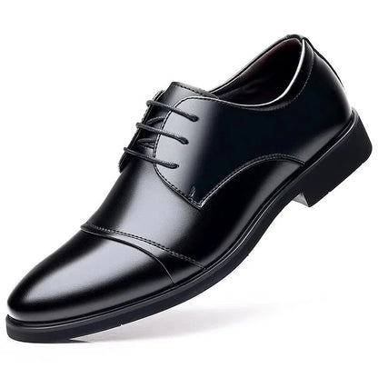 Men's Formal Wedding Shoes Large Size Increase Business Leather Shoes Rubber Bottom Microfiber Upper Cross-Border Men's Shoes
