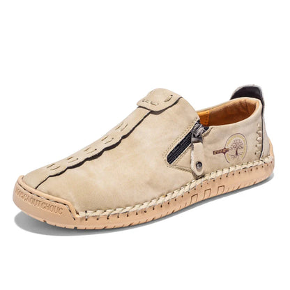 Handmade Leather Men Shoes Casual Slip On Loafers Breathable Leather Shoes Men FlatsTooling Shoes Plus Size