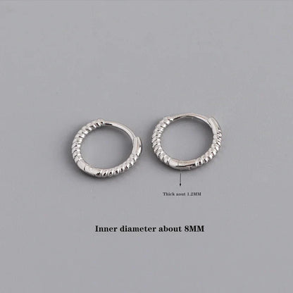 925 Sterling Silver Fashion Piercing Charm Twist Huggies Hoop Earrings for Women Rock Gothic Unisex Jewelry Ear Buckles