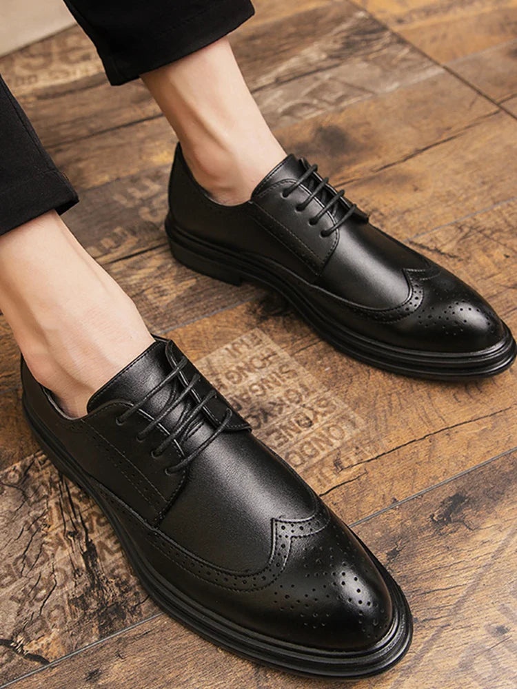 High Quality Brogues Leather Shoes Men Classic Men's Dress Shoes Formal Office Wedding Shoes For Men Casual Business Shoes