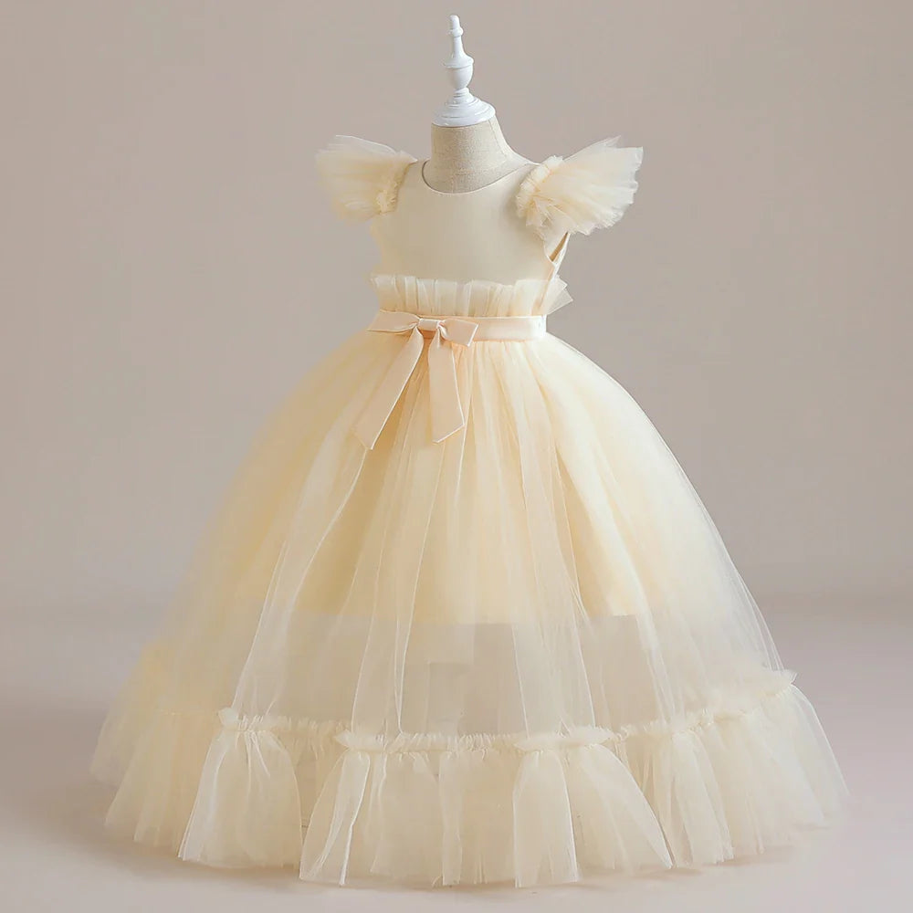 Summer Baptism Bridesmaids Girls Party Dresses Elegant Tulle Wedding Birthday Princess Prom Dress Girl First Communion Vestidos