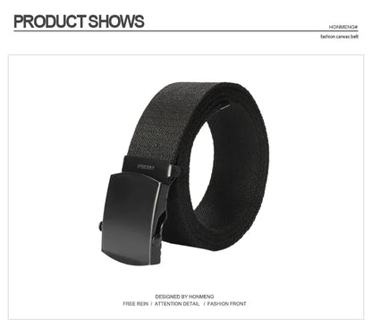 New Unisex Automatic Buckle Fashion Nylon Belt Classic Popular Casual Light Practical Woven Smooth Women Men Canvas Belt 3.8cm