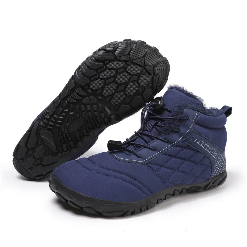 Botas de Caminhada de Inverno Barefoot Masculinas Femininas, Botas de Neve Quentes Sem Salto, Botas de Tornozelo com Biqueira Larga, Impermeáveis Minimalistas