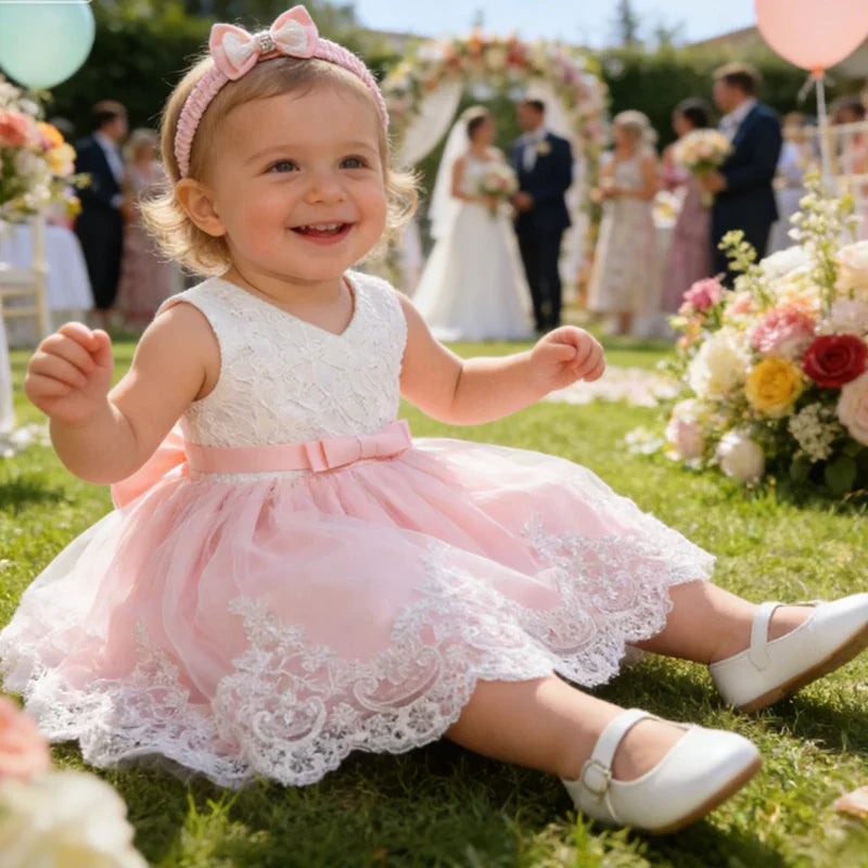 Girls White Baptism Dress Bridesmaid Dresses For Wedding Prom Gown Big Bow Girls Elegant Dresses Red Puffy Christmas Dress