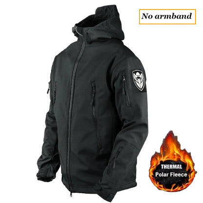 Winter Outdoor Work Sets Mens Field Training Jackets Multi-Pocket Fleece Cargo Pants Tactical Waterproof Camping Tracksuits Set