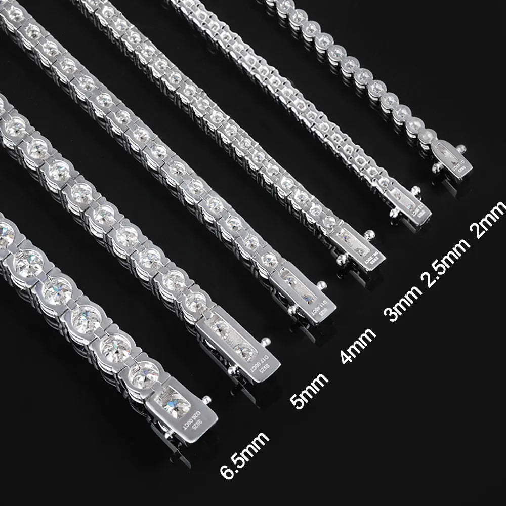 2mm Moissanite Tennis Bracelet 925 Sterling Silver Plated White Gold Bracelet for Women Man Sparkling Party Jewelry