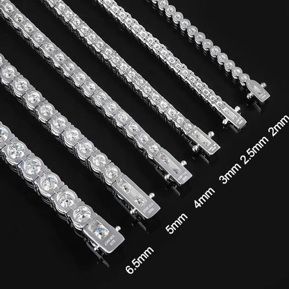 2mm Moissanite Tennis Bracelet 925 Sterling Silver Plated White Gold Bracelet for Women Man Sparkling Party Jewelry