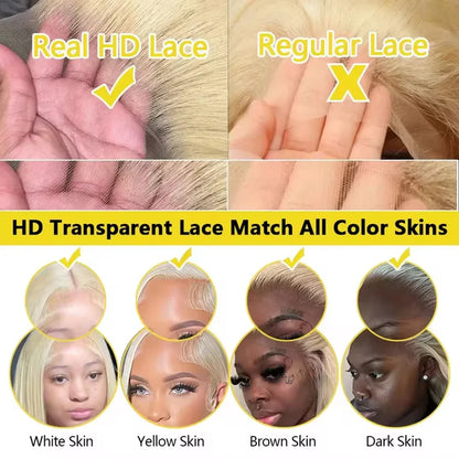 613 Blonde Lace Front Wig Human Hair 13X6 Hd Lace Frontal Wig Straight Brazilian Human Hair 13X4 Lace Front Human Hair Wig