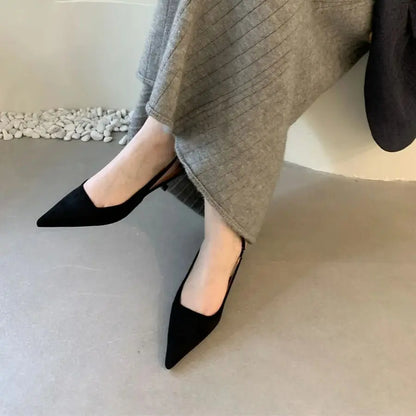 Women Sandals Pointed Toe Elegant Low-heel Shoes Summer Fashion Slingback Woman Mules Shoes Pumps Dress Shoes