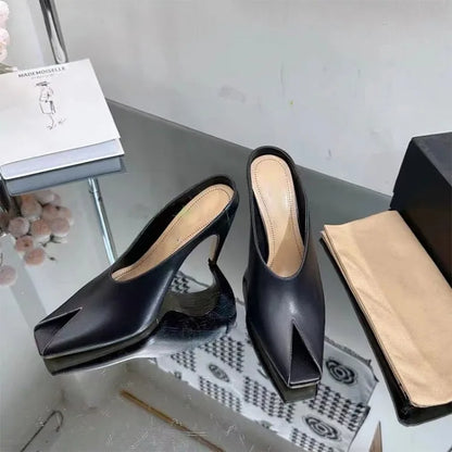 Show Style 10.5cm High Heel Fish Mouth Sandals Spring/Summer Black and White Fashion Sexy Professional Commuter Slippers Size 43