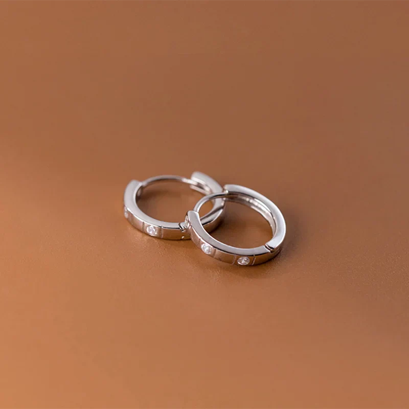 925 Sterling Silver Statemnet Gold Plaid Simple Huggies Ear Buckles Elegant French Piercing Hoop Earring for Women Jewelr