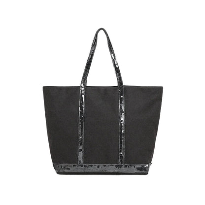 Multi-purpose Canvas Tote Bag with Sequins, Large Capacity for Women's Daily Use