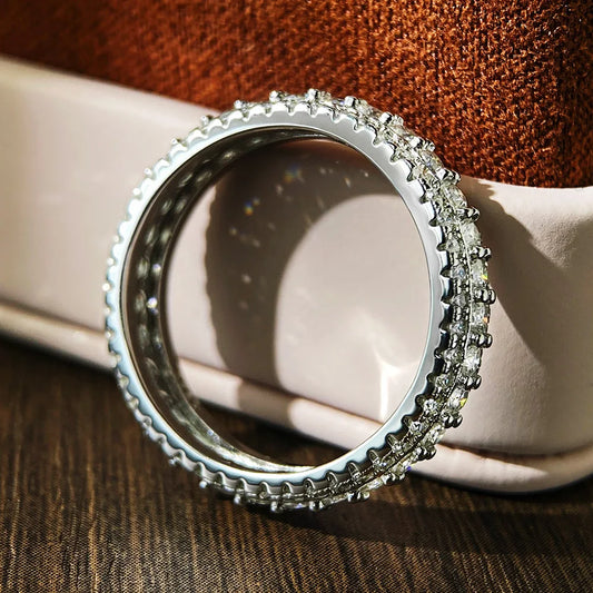 GRA Certified Moissanite Eternity Band Rings for Women s925 Sterling Silver Plated 18k White Gold Wedding Man‘s Rings