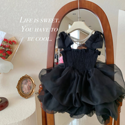 Summer Baby Tulle Pageant Wedding Party Girls Big Bow Sleeve Dress For Children 1 Year Birthday Baptism Formal Evening Vestidos