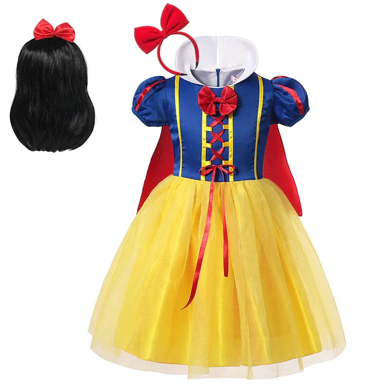 2026 Purim Snow White Dress Costume for Girls Childrens Carnival Christmas Party Princess Kids Birthday Clothes With Cloak Wig