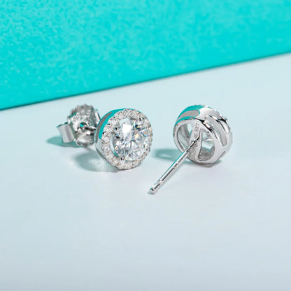 1cttw D Color Round Cut Moissanite Diamond  925 Sterling Silver Stud Earrings For Woman Jewelry Wholesale