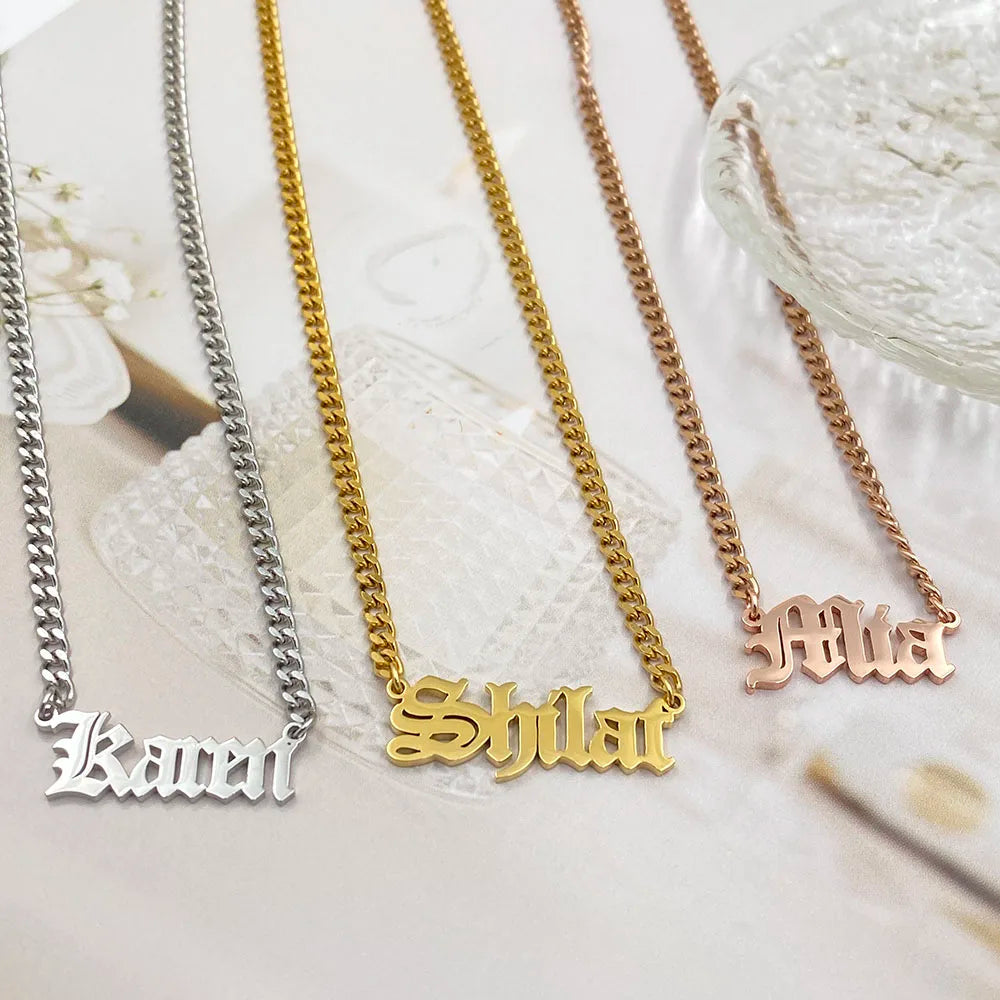 Custom Chain Men Name Pendant Customized Necklaces Women Cuban Chains Premium Stainless Steel Necklace Fashion Jewelry Gift