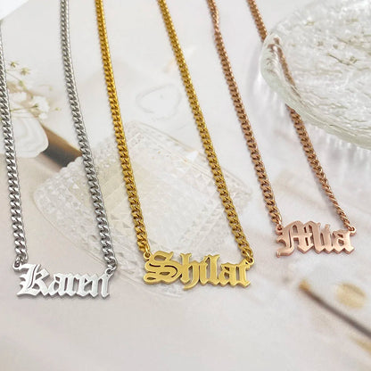 Custom Chain Men Name Pendant Customized Necklaces Women Cuban Chains Premium Stainless Steel Necklace Fashion Jewelry Gift