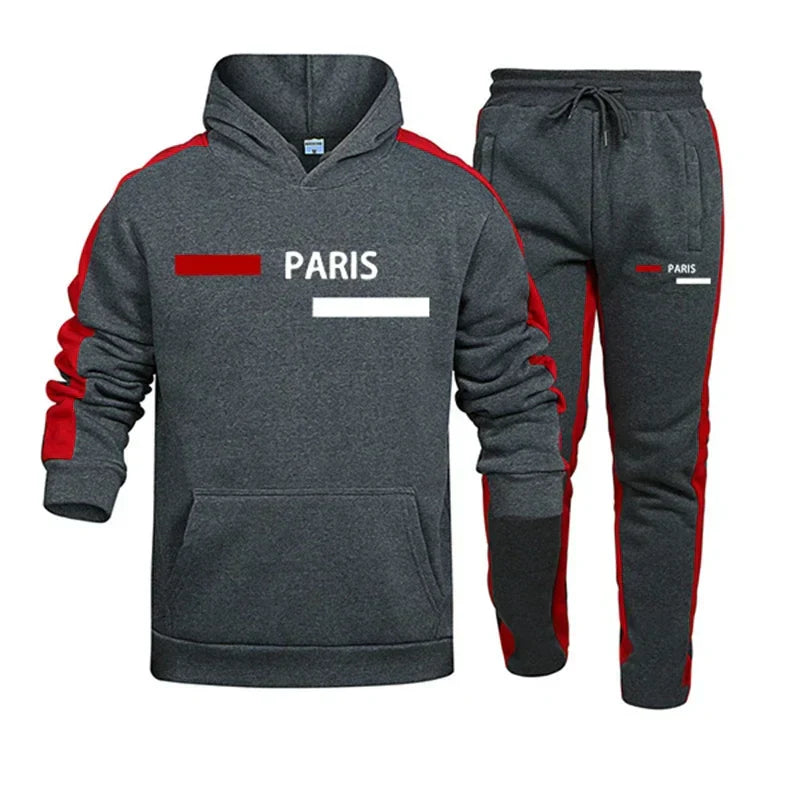 Hot Sales Mens Tracksuit Print Casual Hooded Sweatshirts 2 Pcs Set  Autumn Winter Sports Jogging Mens Clothing Street Sportswear