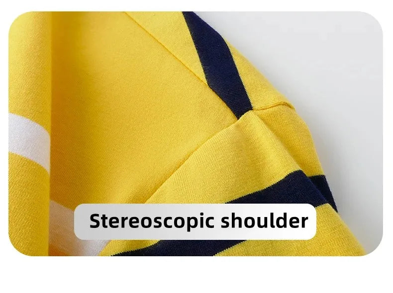 Light luxury brand short sleeve men's POLO shirt summer fashion personality striped badge top breathable ice silk casual T-shirt
