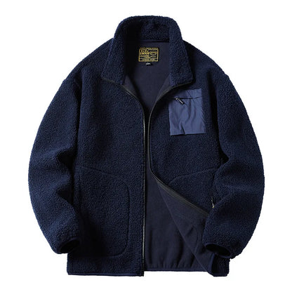 Casaco Masculino Grosso de Moletom Forrado Jaquetas Masculinas de Moletom Berbere Gola Alta Vintage de Lã Polar Casaco de Inverno Quente 패딩
