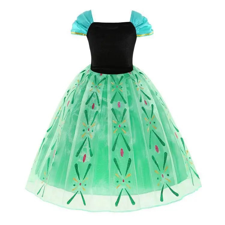 Girls Frozen 2 Elsa Anna Princess Mesh Sequin Clothes Kids Cosplay Snow Queen Costumes Carnival Birthday Party Elsa Gowns