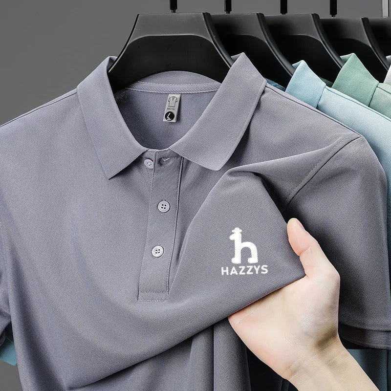 New Men's High End Brand Lape Short Sleeved Polo Shirt Summer Fashion Letter Print T-Shirt Casual Business Office Men's Clothing