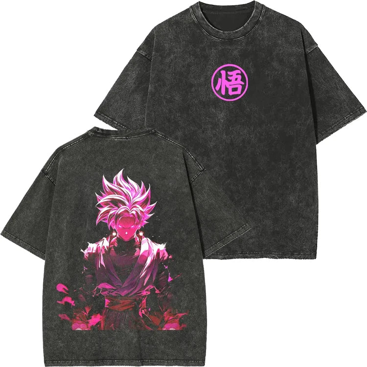 Retro Washed T-shirt Wukong Demon Man Buou Pure Cotton Cartoon Men's and Women's Animation Short-sleeved Clothing
