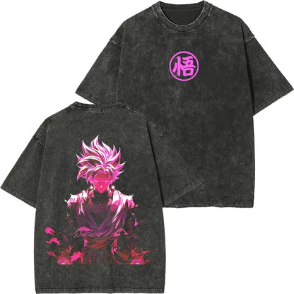 Retro Washed T-shirt Wukong Demon Man Buou Pure Cotton Cartoon Men's and Women's Animation Short-sleeved Clothing