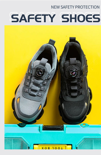 Rotating Button Safety Shoes Men Anti-smash Anti-puncture Work Shoes Fashion Men Sport Shoes Security Protective Boots 36-50