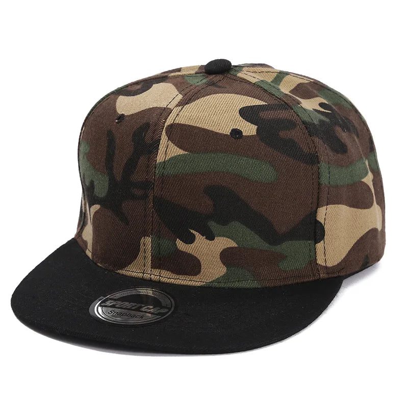 Spring and Summer Baseball Cap Flat Brim Camouflage Fashion Hip Snapback Hat Plain Gorras Bone Blank Caps