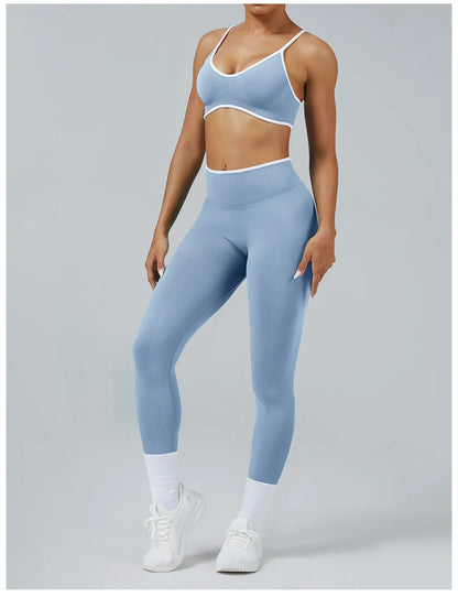 Seamless Yoga Set Women Gym Clothing Scrunch Bum Legging Sports Bras Padded Tank Top Workout Outfits Fitness Sportswear Suits