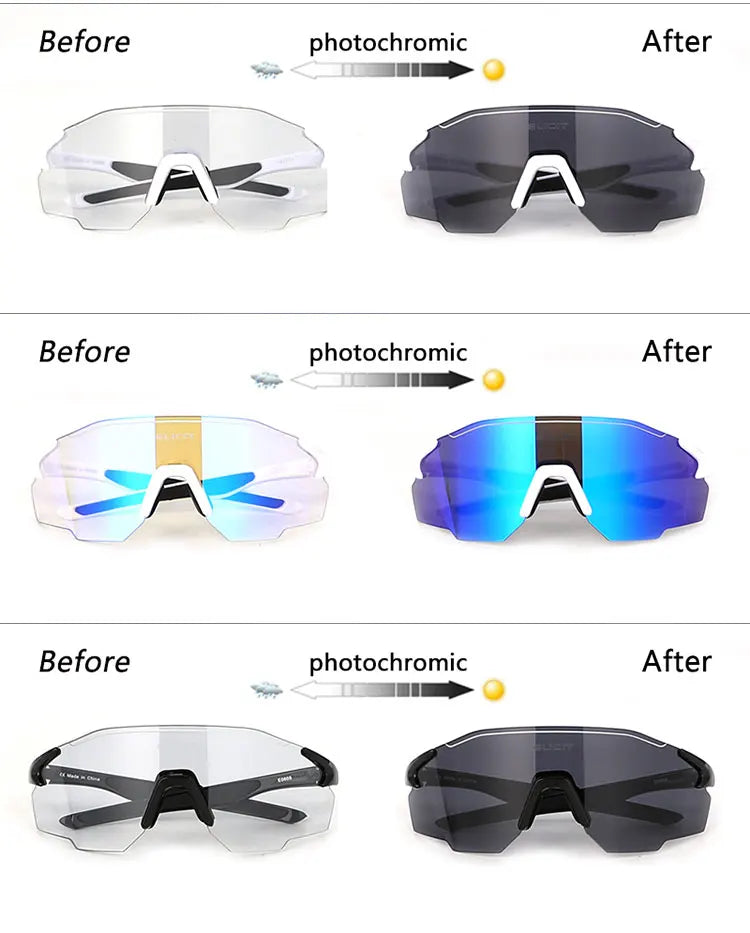 Photochromic Polarized Cycling Glasses Men Women Bike Glasses UV400 Eyewear Sunglasses HikingMTB Road Bicycle Goggles
