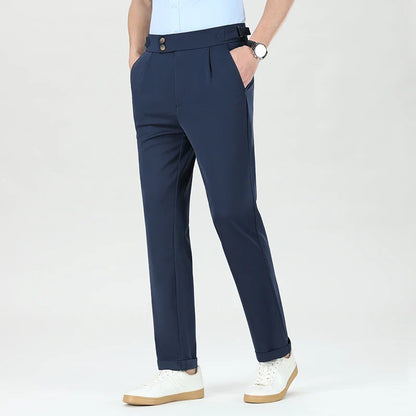 Mens Dress Pants Elastic Business Casual Pants Groom Wedding Party Formal Pants for Men Office Commute Pants