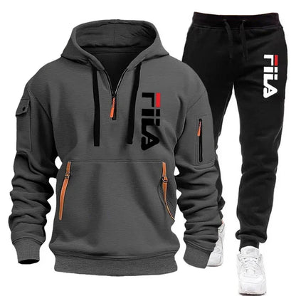 Autumn and winter hot selling men's hooded sweatshirt+casual pants two-piece outdoor multi pocket pullover and sports pants set