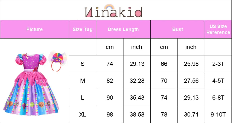 Girls Candy Fairy Lollipop Cosplay Carnival Costume Toddler Purim Rainbow Vestidos Girls Birthday Party Dress