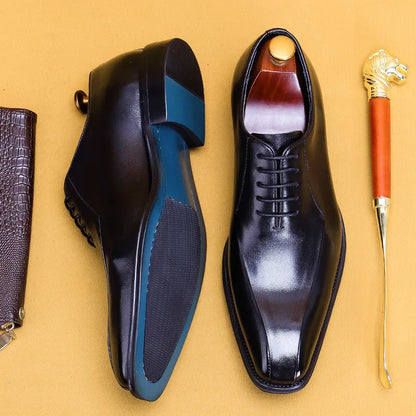 Italian Luxury High Quality Elegant Male Natural Genuine Leather Social Shoes Office Career Business Formal Solid Oxfords Shoes