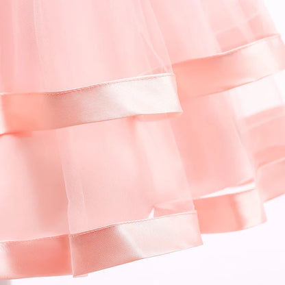 Summer Beading Girl Party Dress Christmas Costume Gala Bow Wedding Birthday Princess Dresses for Girls Baptism Prom Gown Vestido